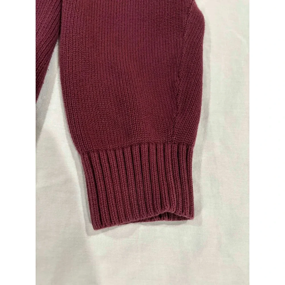 LL Bean Mens Burgundy 100% Cotton‎ 1/4 Zip Sweater XL REG